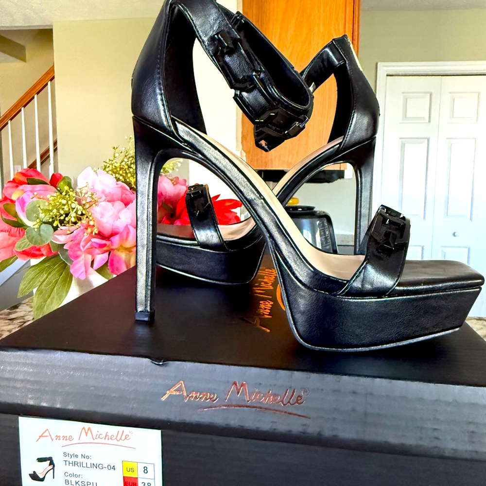 Anne Michelle Black High Heel Sandals